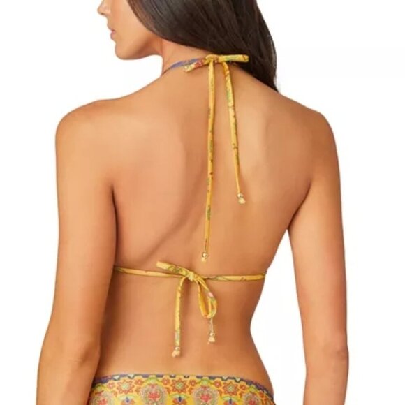 Shoshanna Mitered Printed Halter Triangle Swim Bikini Top Size L Multicolor - Picture 2 of 3